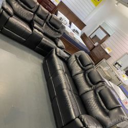 *Weekend Special!!!*---Sleek Santiago Black Leather Reclining Sofa/Loveseat Sets---Only $1299!!!---Delivery/$10 Down Financing🤭