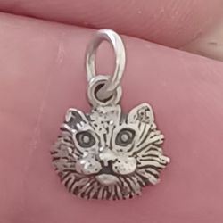 Vtg.Sterling Silver KITTY CAT FACE CHARM