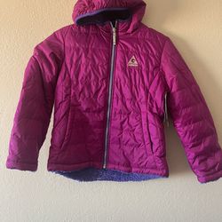 GERRY, Girls “Crystal” Pink & Purple Reversible Zip Hooded Jacket, Size M 10/12