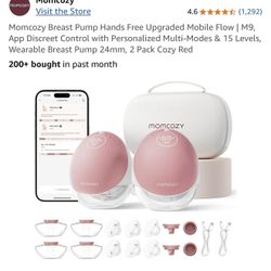 Momcozy Breast Pump Hands Free Upgraded Mobile Flow | M9, App Discreet Control with Personalized Multi-Modes & 15 Levels, Wearable Breast Pump 24mm, 2