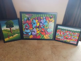 Framed Colorful Caribbean Art