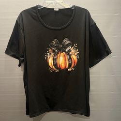 Pumpkin with Bow Black t-shirt Size 4 XL
