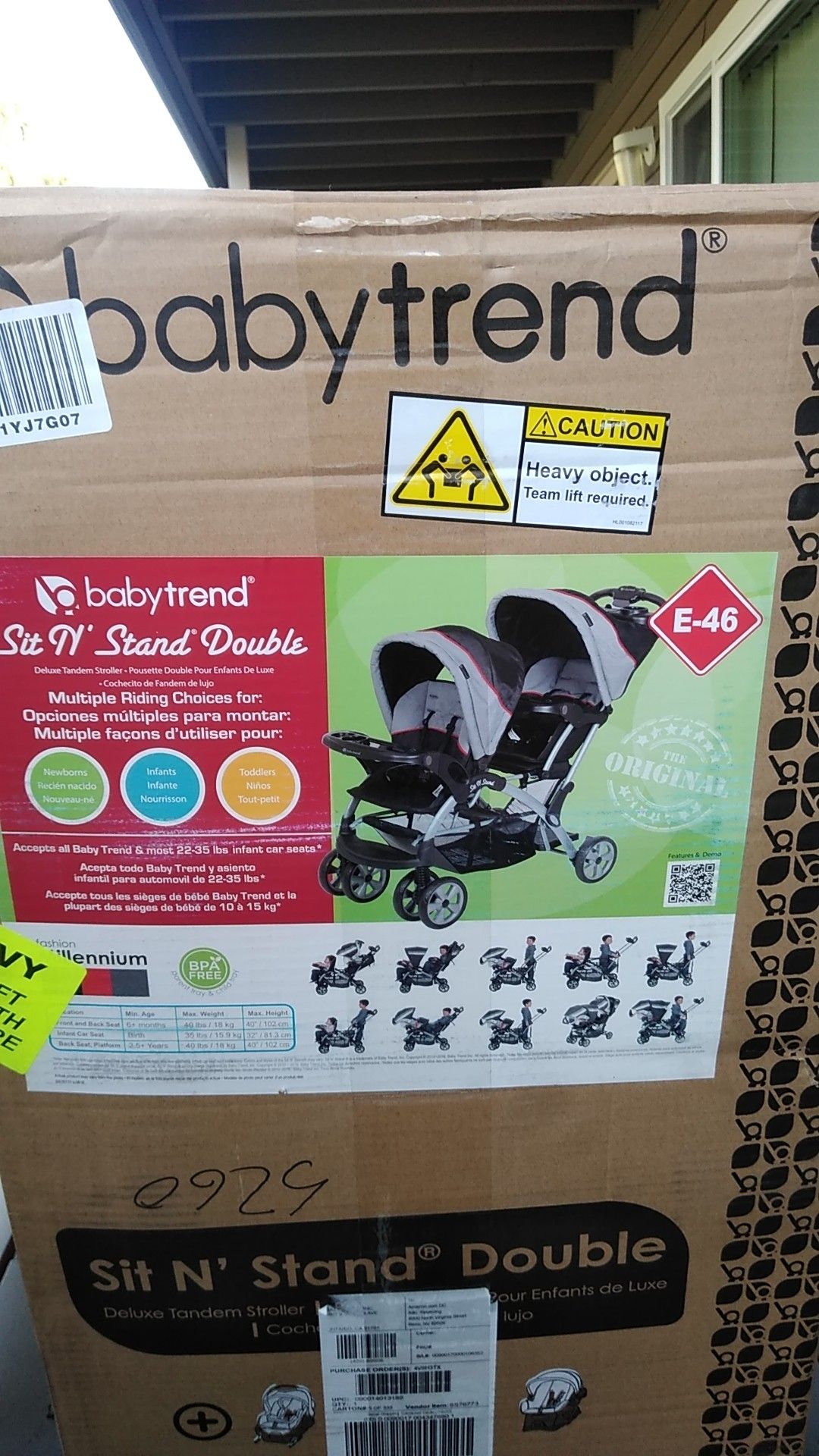 Brand new never opened baby trend sit n stand double stroller