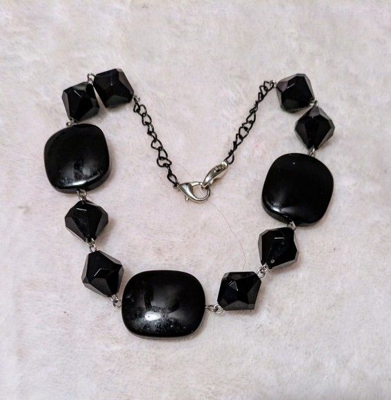 Necklace Choker Black Multi Sized Beaded Necklace 14"
