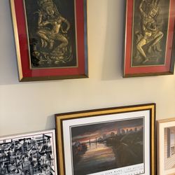 ( TWO FOR THE PRICE OF ONE ) RARE, CAMBODIAN EMBOSSED FRAMED WALL ART 👍👍 Reduced Price For Fast Sale ! ANTIQUE - Beautiful 24 “ X 32” -, Great  Deal