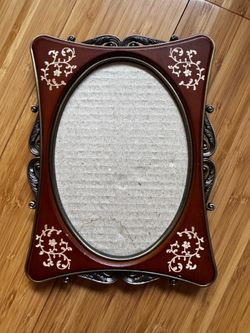 Oval Picture Frame – Mahogany & Brass Tone | Vintage Style | No Glass