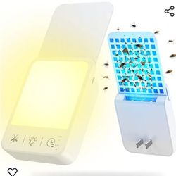 Fruit Fly Traps for Indoors, 2 in 1 Plug in Bug Catcher Indoor Flying Insect Trap with Warm LED Night Light and UV Attractant, Fly Traps Indoor for Ho