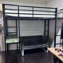 FULL SIZE LOFT BED +custom Night Stand