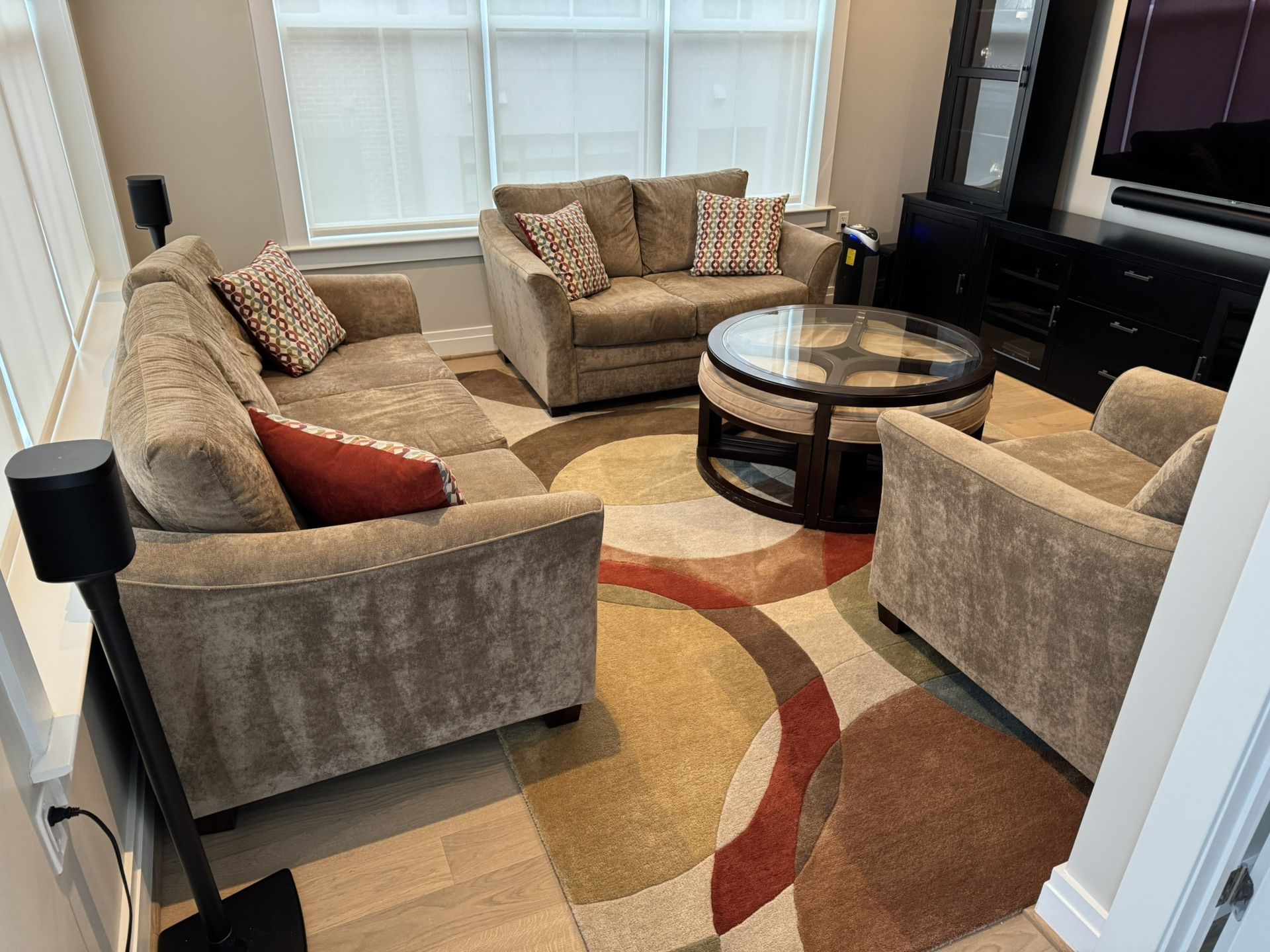 Living Room Set (Sofa, Couch, Chair, Coffee Table, Rug and Padding)