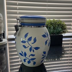Blue and white Hand Painted Ceramic Cookie Jar