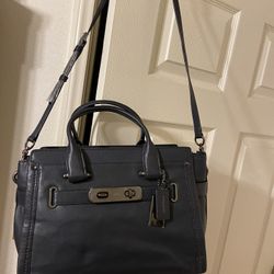 Dark Navy Leather Coach Purse 