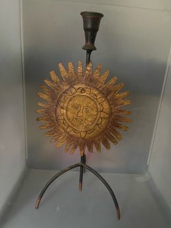 14” Tall Metal Art Candle Stick