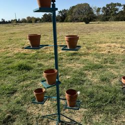 Vintage Plant Holder With Pots 