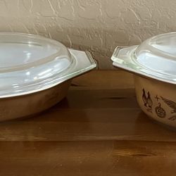 Pyrex Early American Eagle Casserole Dishes With Lids