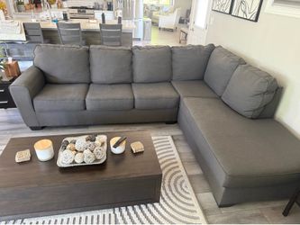 Living Spaces Gray Sectional Sofa with Chaise – Very Good Used Condition
