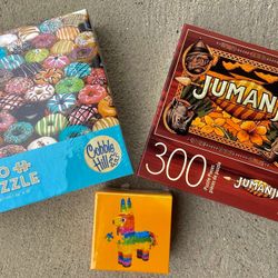 3 NEW SEALED Jigsaw Puzzles Jumanji, Piñata, Cobble Hill Donuts Boardgames Entertainment 