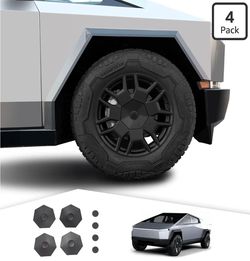 Tesla Cybertruck Wheel Center Hub Caps 4PCS Black Full Coverage Elecfresh