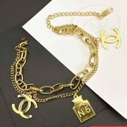 Gold Plated Perfume Bottle Charm Drop Bracelet G