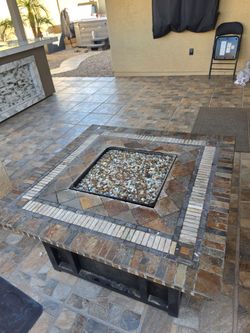Mosaic Tile Outdoor Gas Fire Pit Table