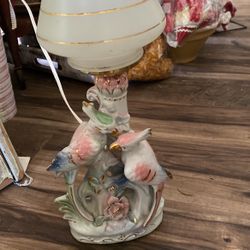 Vintage Porcelain Bird Lamp 