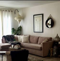 West elm Harris sectional Blush velvet