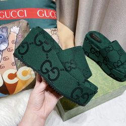 green gucci women's high platforms size 41