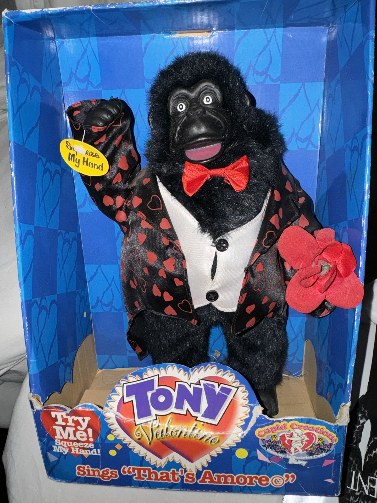 VTG Gemmy Animated Singing Plush TONY VALENTINO Gorilla Cupid Creations NEW 1981