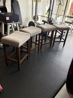 Set of 4 Upholstered Bar Stools
