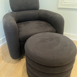 Crate and Barrel Snoozer armchair and ottoman