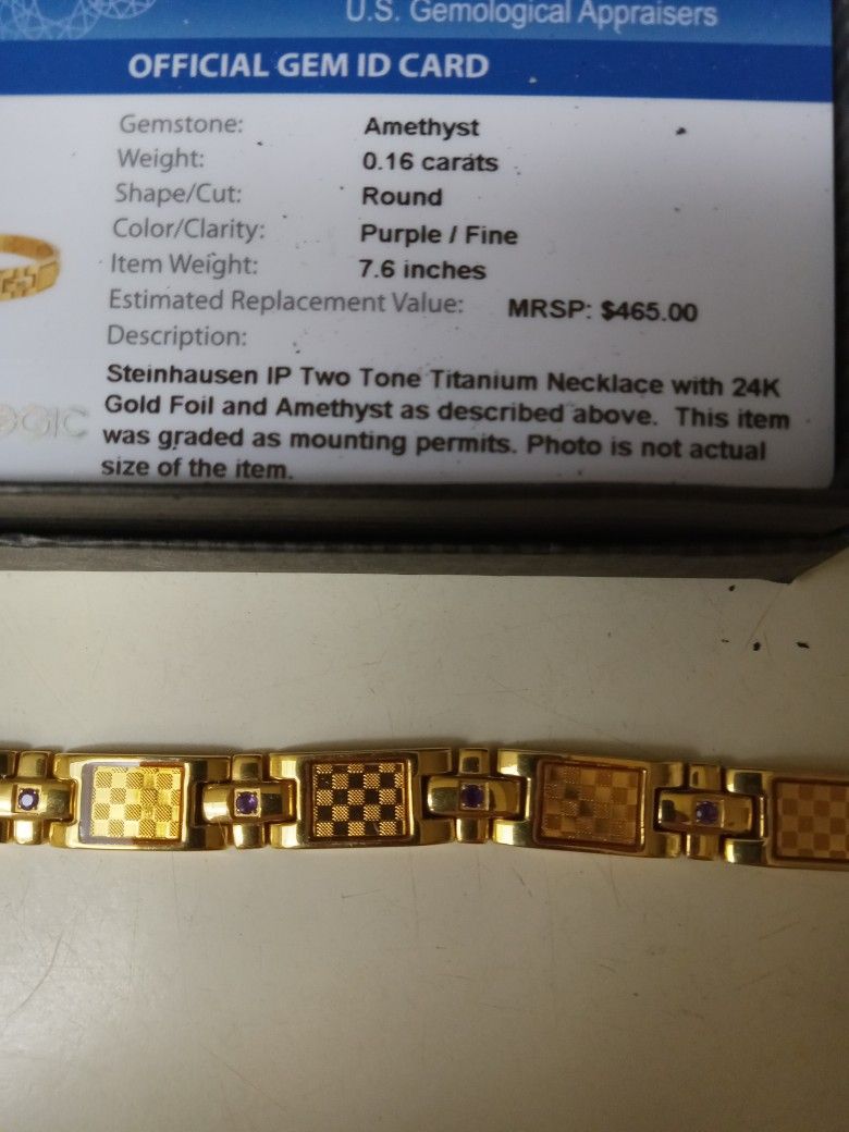 Two Tone Titanium Bracelet With Amethyst