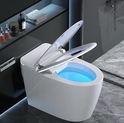 1500 Luxury Smart Toilet with Foam Shield Auto-Open/Close Lid Heated Seat for Bathrooms, Multiple Cleaning Modes,Aromatic Spray,Air Purification,Foot