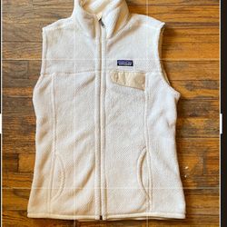 Patagonia Fleece Vest Chinchilla White Full Zip Women’s Size M