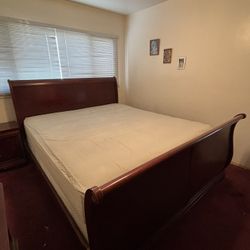 Wooden Cal King Bedframe + Mattress
