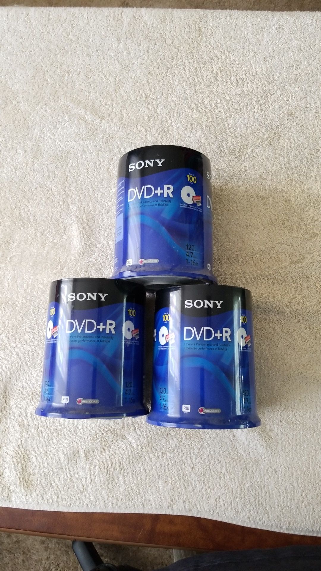 300 Sony DVD+R 4.7gb 1-16x