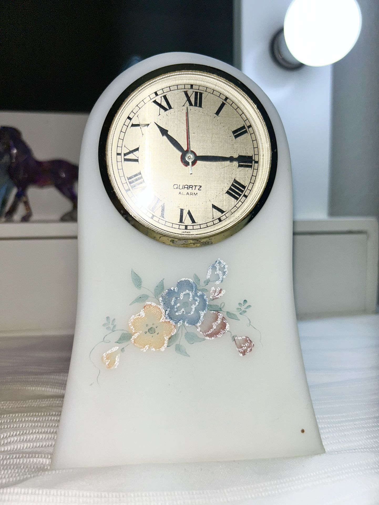 Vintage Fenton Custard Floral Clock *Debbie Cutshaw*