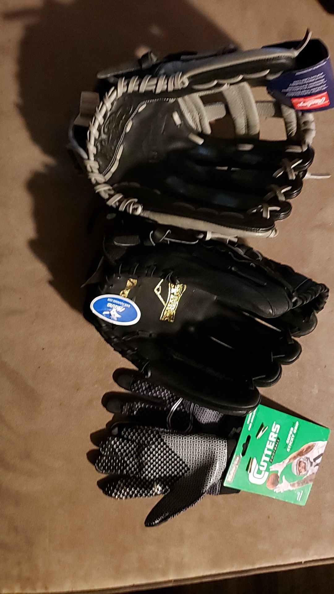 Baseball and football gloves