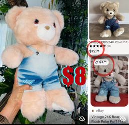 $8 Vintage Teddy Bear 1985 🐻 24K Polar Puff in mint condition large one.