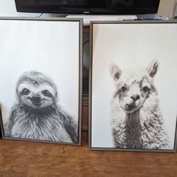 23x33 sloth and alpaca art