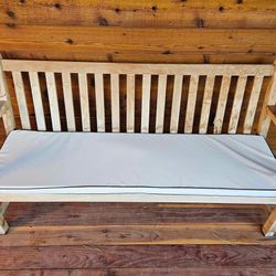 7ft Wooden Bench W/ Cushion 