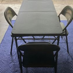Folding Table With 4 Metal Chairs