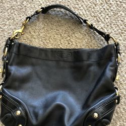 Coach black leather hobo bag