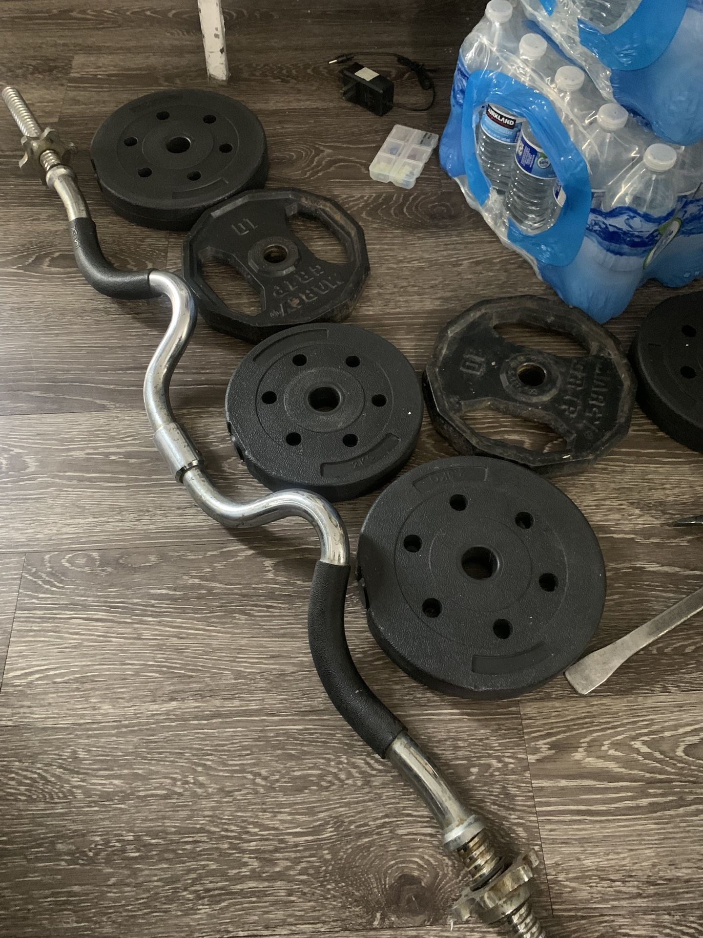 Used Curl Bar And Extra Weights