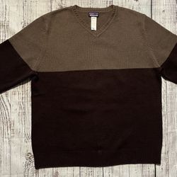 Patagonia Classic Brown 80% Lambswool Pullover Sweater V-Neck Long Sleeve / Mens X-Large