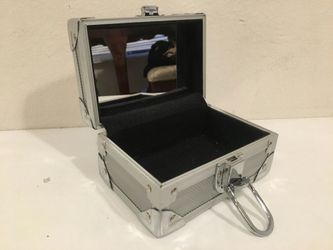 Metal mini trinket chest with mirror/ jewelry box.