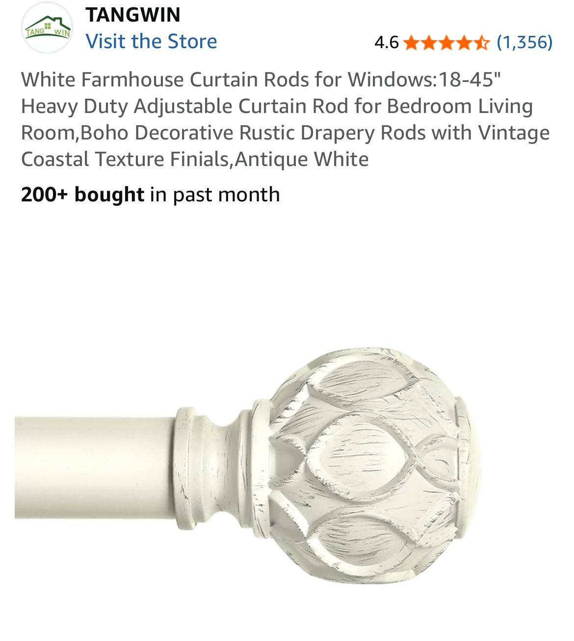New Beautiful Curtain Rod, Antique White 18-45”