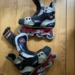 (2) BAUER HOCKEY ROLLERBLADES SZ 5 & 6