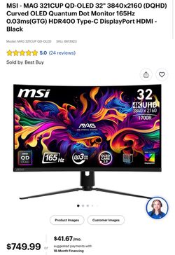 MSI MAG 321CUP QD-OLED 32” 4K Curved Gaming Monitor