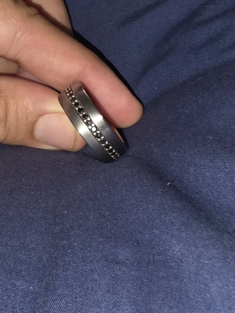 Triton Tungsten With Saphires Wedding Band Size 10