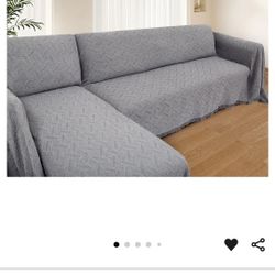 Sectional Couch Covers for Sectional Sofa 2 Piece Couch Cover Blankets Sofa Covers L Shape Sectional Couch Cover Furniture Protector (Dark Grey, X-Lar