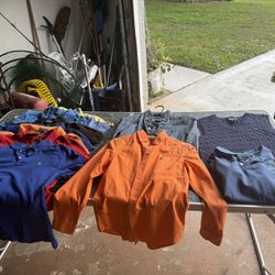 8 Polo Short Sleeve Shirts Like New  & 2 Long Sleeves and Vest 
